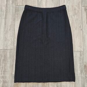St. John Collection Santana Knit Skirt Womens 4 Black Wool Blend Classic Pencil
